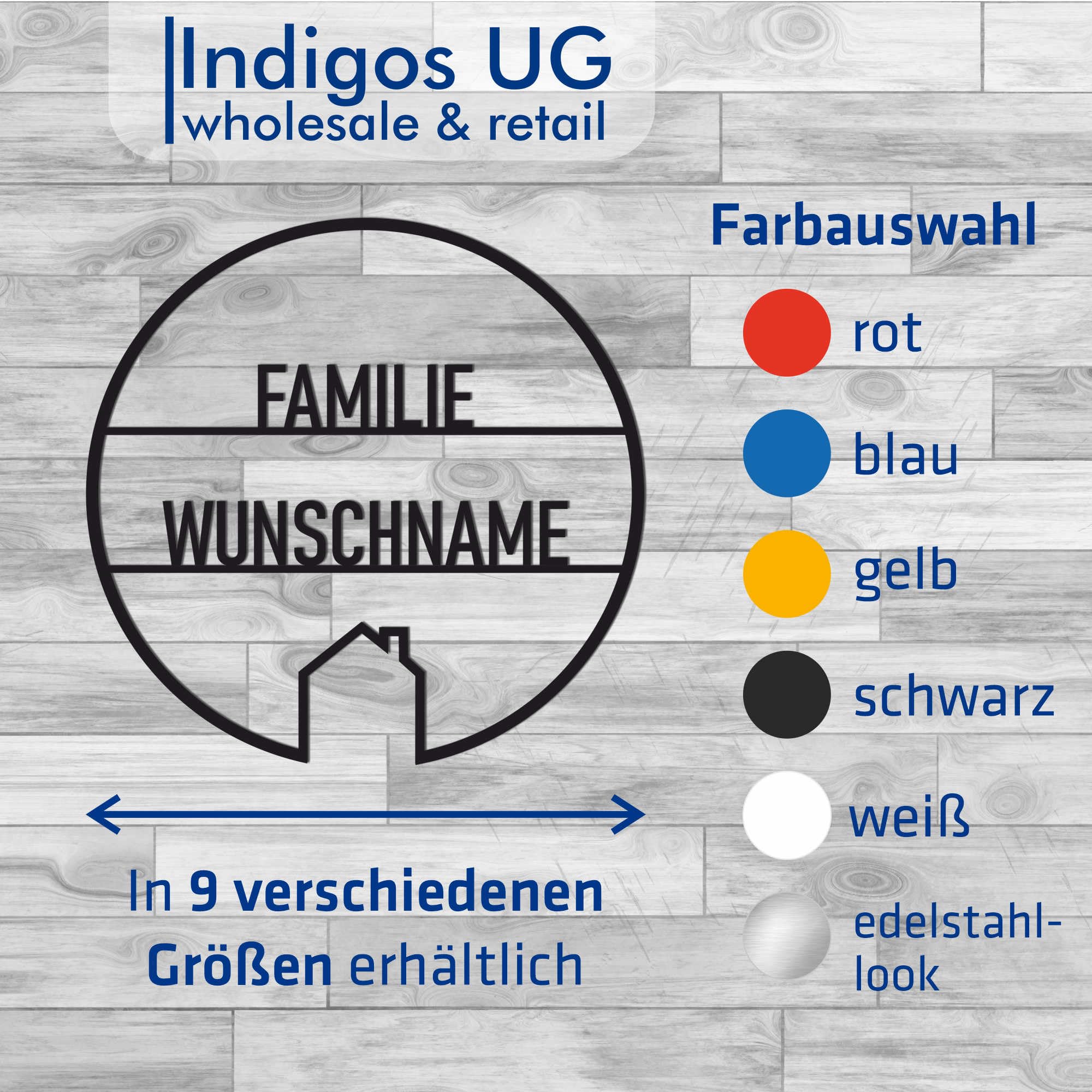 INDIGOS UG - Targhetta per porta in alluminio composito – Targa per porta – Bianco – 90 cm – Nome – Targhetta per la porta di casa – Testo personalizzato – Targa per famiglia, amici, regalo