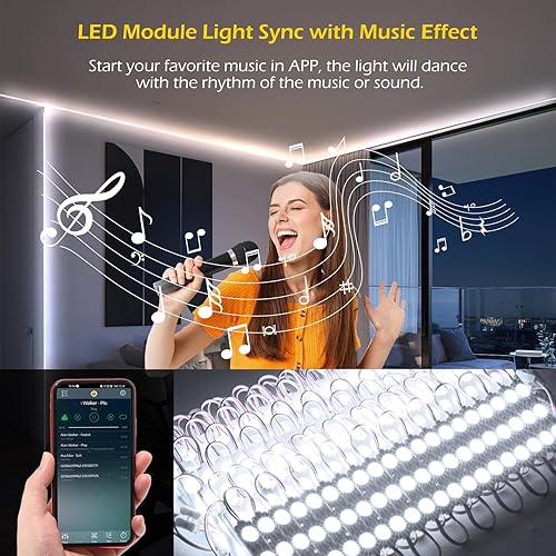 Miniatura 3 de Dyna-Living Luces LED blancas de 100 pies con aplicación Bluetooth y control remoto por infrarrojos, 200 unidades, 3 LED, 5730 SMD, módulo de luces