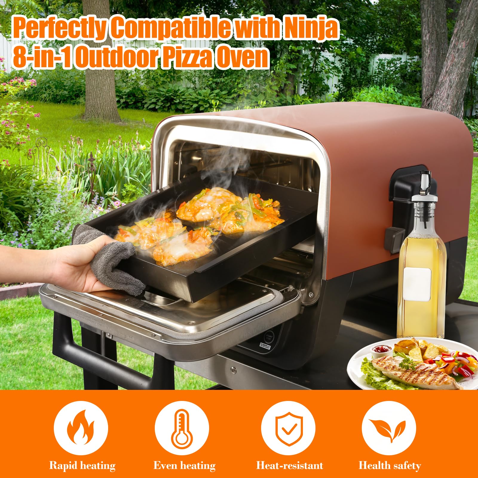 Denmay Plaque de cuisson en fonte pour Ninja OO100, OO101UK, Ninja Woodfire OO101, plancha universelle Weber, Tepro et autres barbecues, 30,5 x 30,5 cm