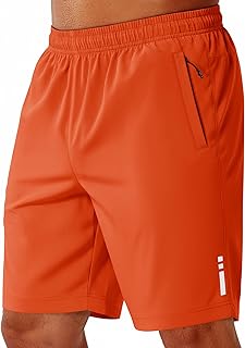 COOFANDYMens Athletic Running Shorts 9" Lightweight Quick Dry Drawstring Mesh Gym Shorts with Zipper Pockets