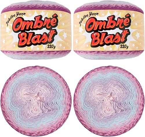 JubileeYarn - Hilo Ombré Blast, 7.76 ozpastel, algodón para bebé, 2 pasteles
