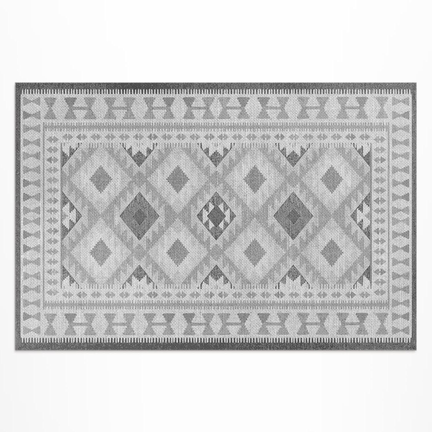 Tapis de porche haut de gamme 150x225 cm rectangulaire losanges gris