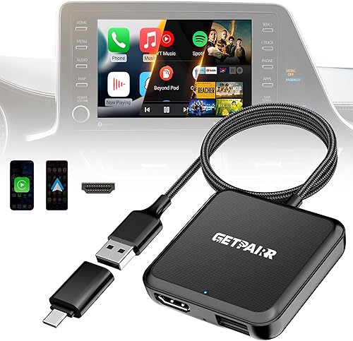 Adaptador 4 en 1 para TV Mate Max para automóvil, compatible con entrada HDMI, CarPlay inalámbrico y Android Auto, espejo de pantalla, compatible