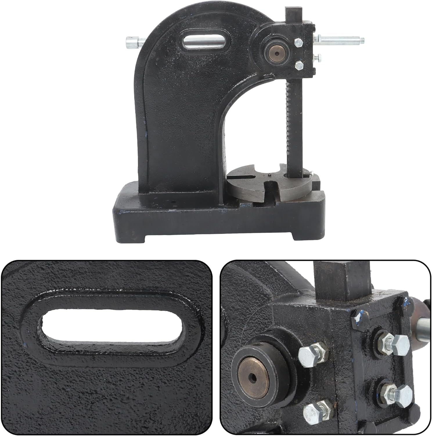 2 Ton Arbor Press with Drilled Base, 8.5 Inch Maximum Height, Manual, Cast Iron, Desktop Hand Press