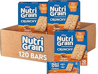 Nutri-Grain Crunchy Honey Oat Flax Bars, Fiber Bars, Whole Grain (12 Boxes, 120 Bars)