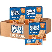 Nutri-Grain Crunchy Honey Oat Flax Bars, Fiber Bars, Whole Grain 12 Boxes, 120 Bars
