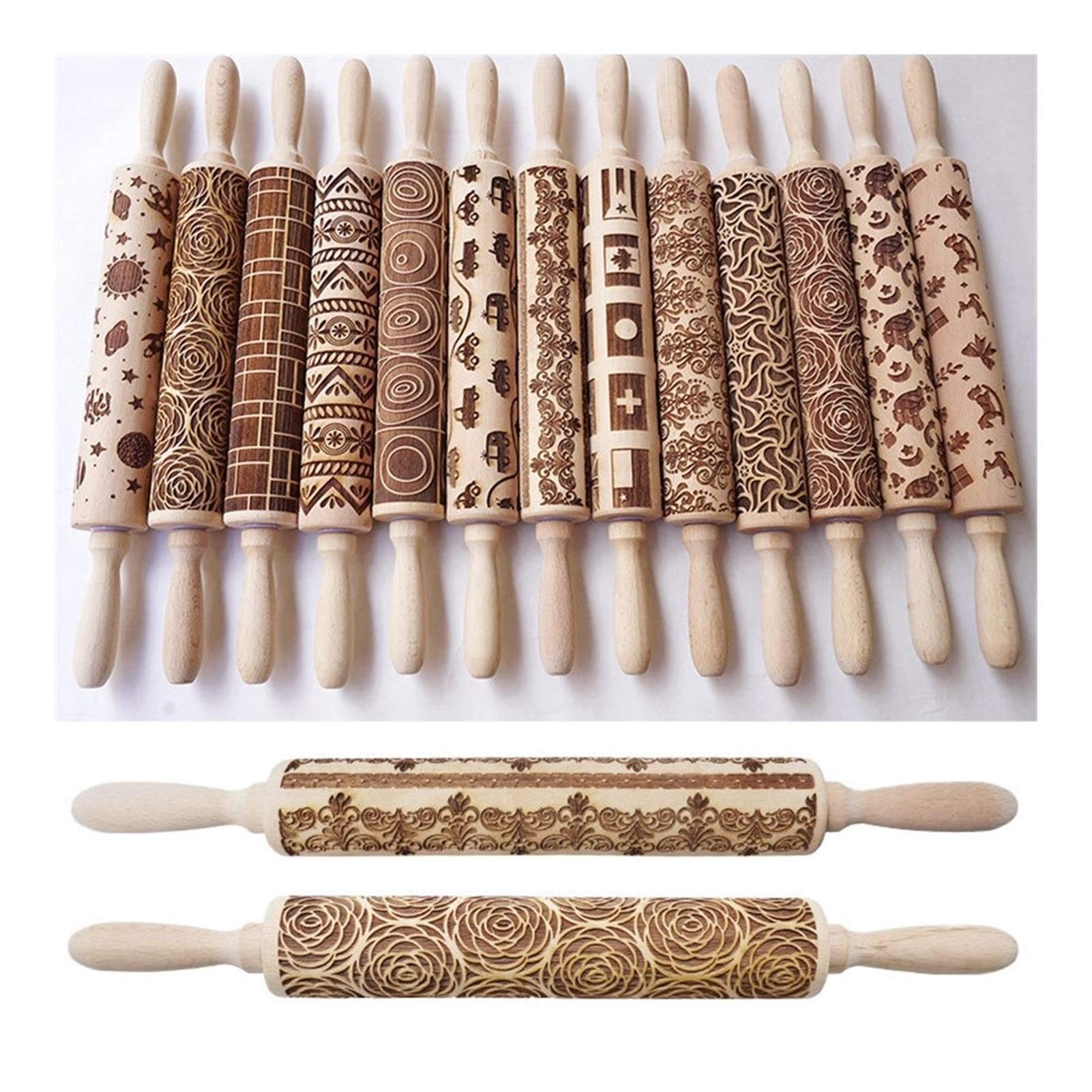 Rouleau à pâtisserie en bois gaufré flocon de neige biscuits gâteau fondant de cuisson
