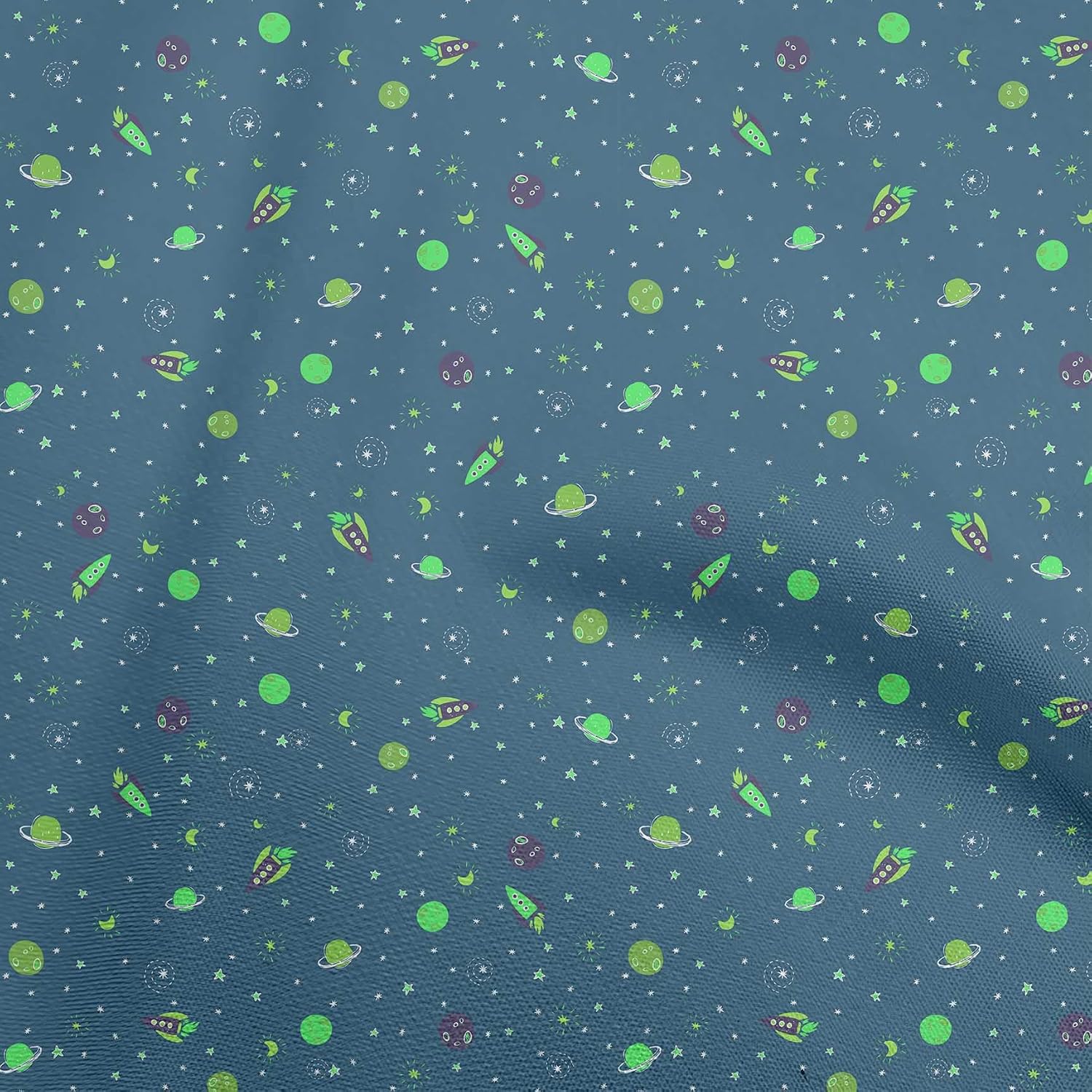oneOone Cotton Flex Black Fabric Kids Space Dress Material Fabric Print Fabric by The Yard 40 Inch Wide