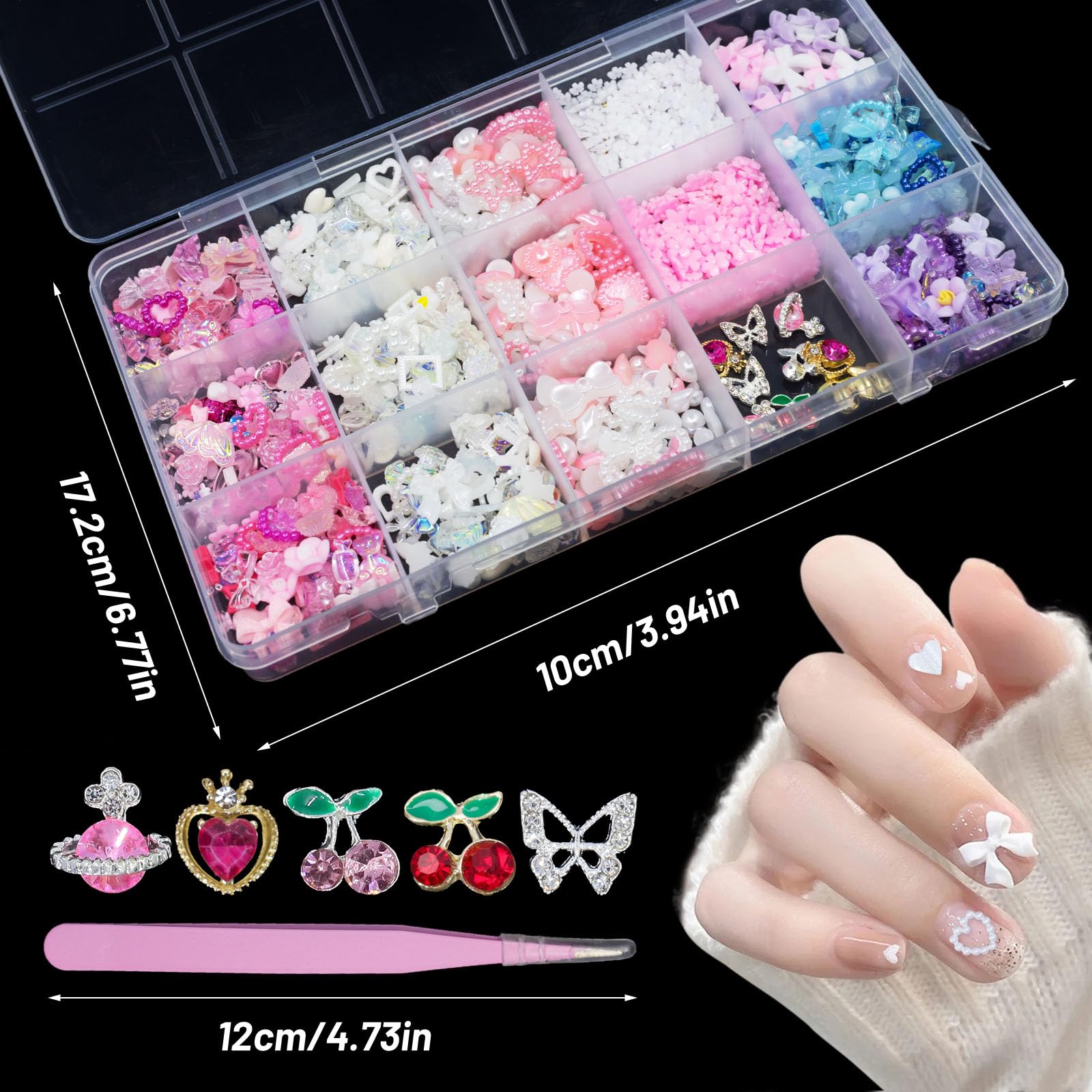 Amazon.com: Charms for Junk Cases, 3D Assorted Pearls Heart