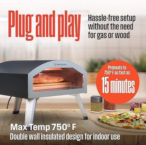 Miniatura 2 de Westinghouse Horno eléctrico para pizza de 12", negro