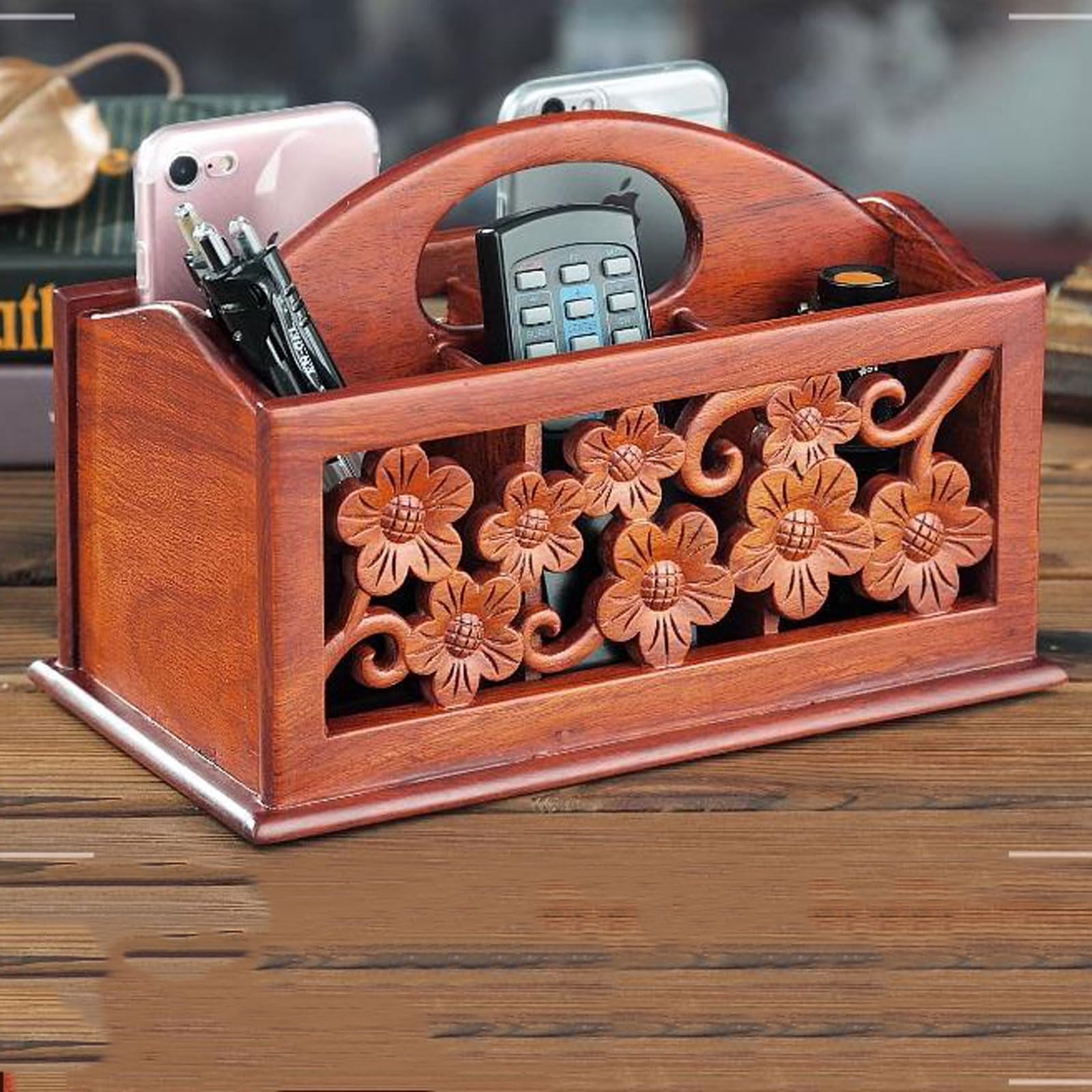 Rustikaler Fernbedienungshalter Aus Weißem Holz Mit 2 Fächern – Shabby Chic Organizer Für Wohnzimmer & Couchtisch