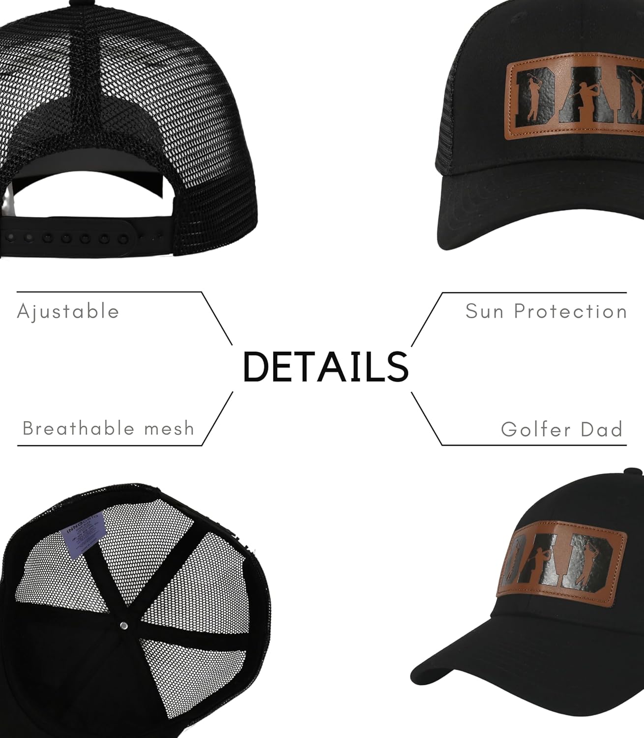 InnoBeta Golf Hats, Funny Gifts for Golfer Dad, Golf Lover Men, Golf Player, Black Trucker Leather Patch Hat, Golf Hat Gifts Accessory for Birthday, Christmas - Image 5