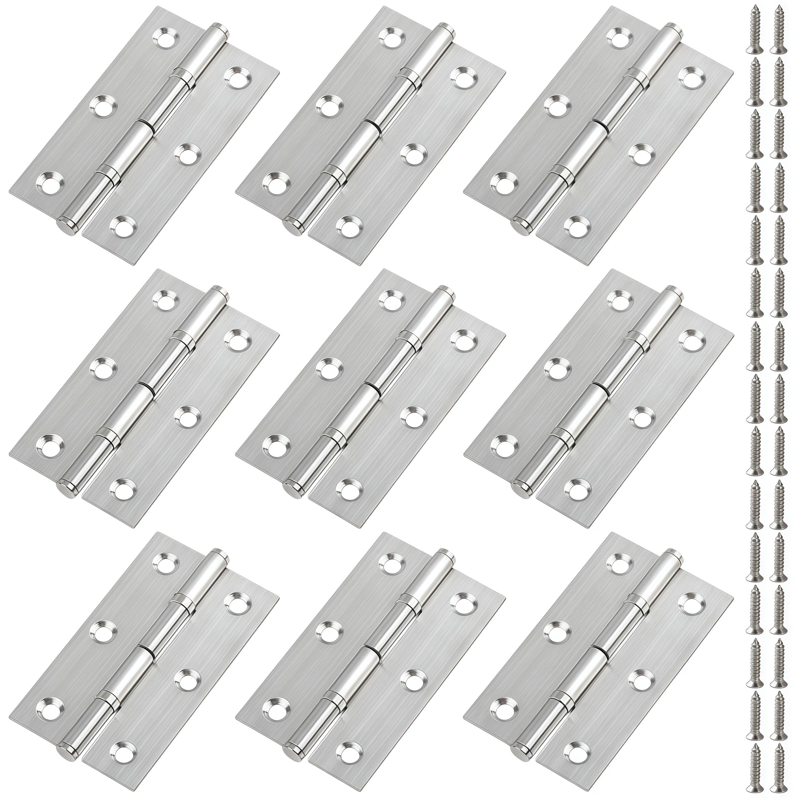 Vbnexyr Regular 9 Pack Stainless Steel Cabinet Folding Hinges For Wooden Doors And Small Cabinets Smooth Opening And Closing Suitable For Jewelry Wooden Items And Chests 201 Stainless Steel With Bearings 3 Inch