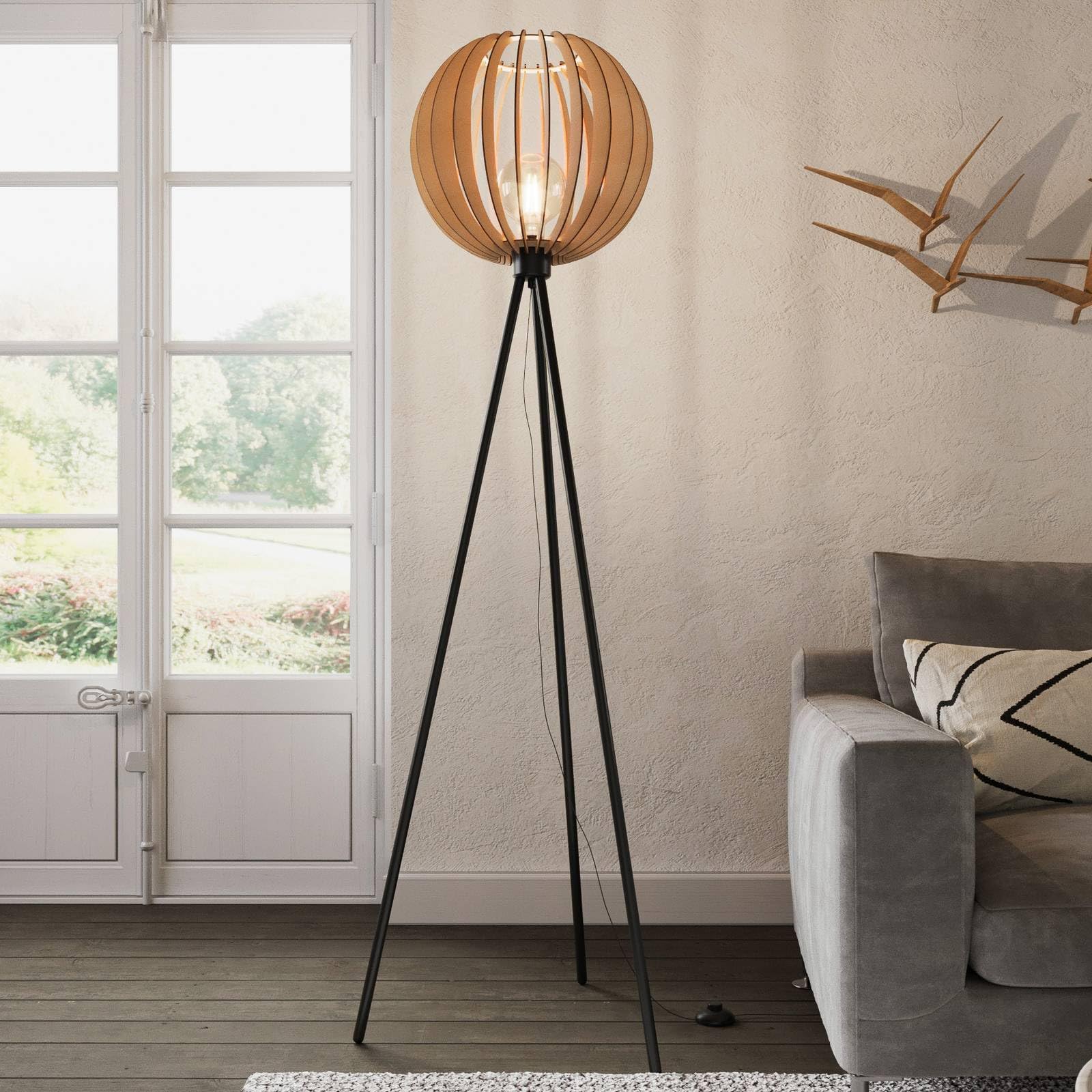 Lampada da terra (Scandinavo) colore Nero, in Metallo ad es. Soggiorno & Sala pranzo lampada