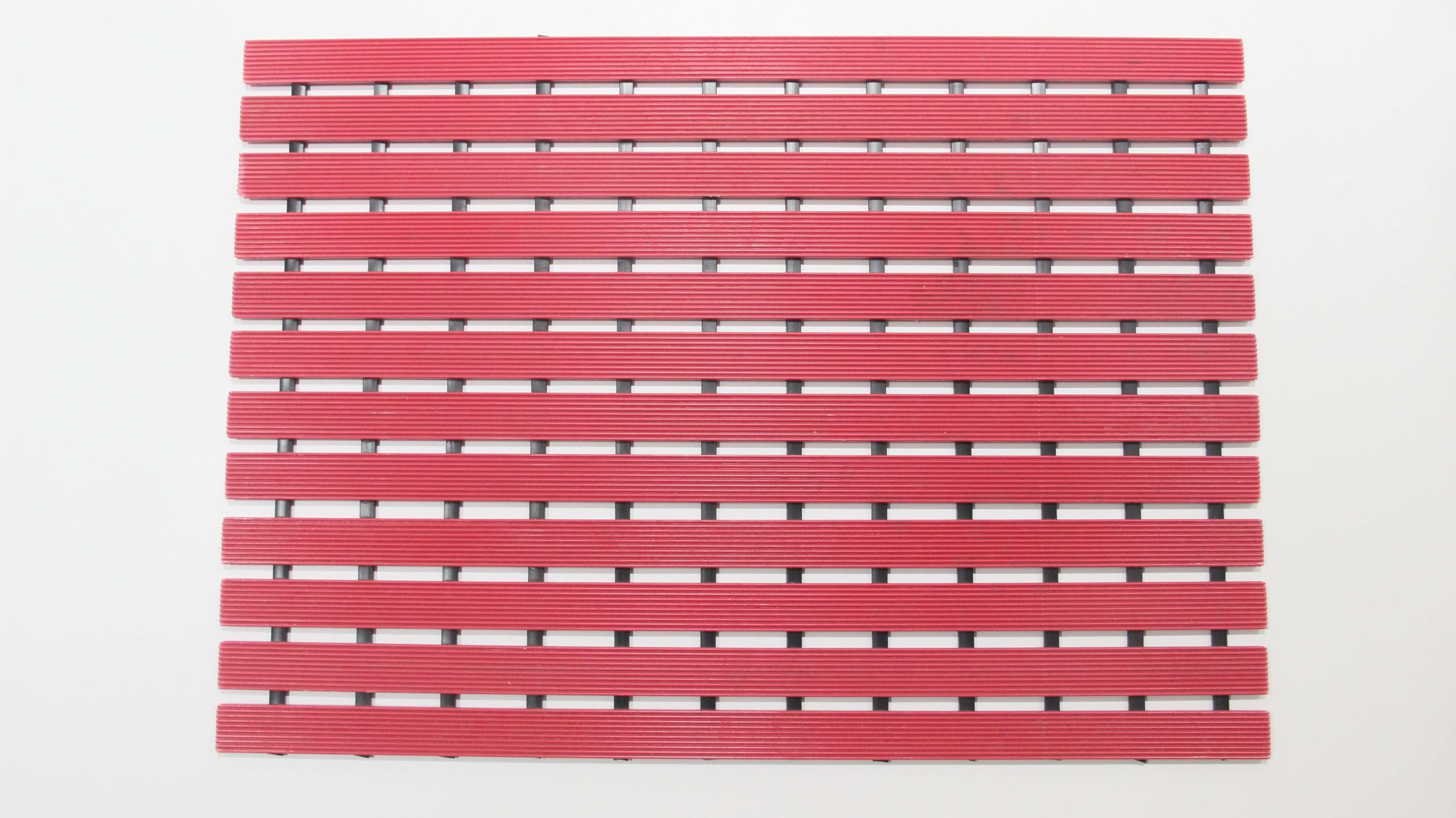 Nicoman Shower Drying Mat Non-Slip Bath Drainage Matt Slatted Duckboard Design| RED - (61x43cm / 24x17 inches)