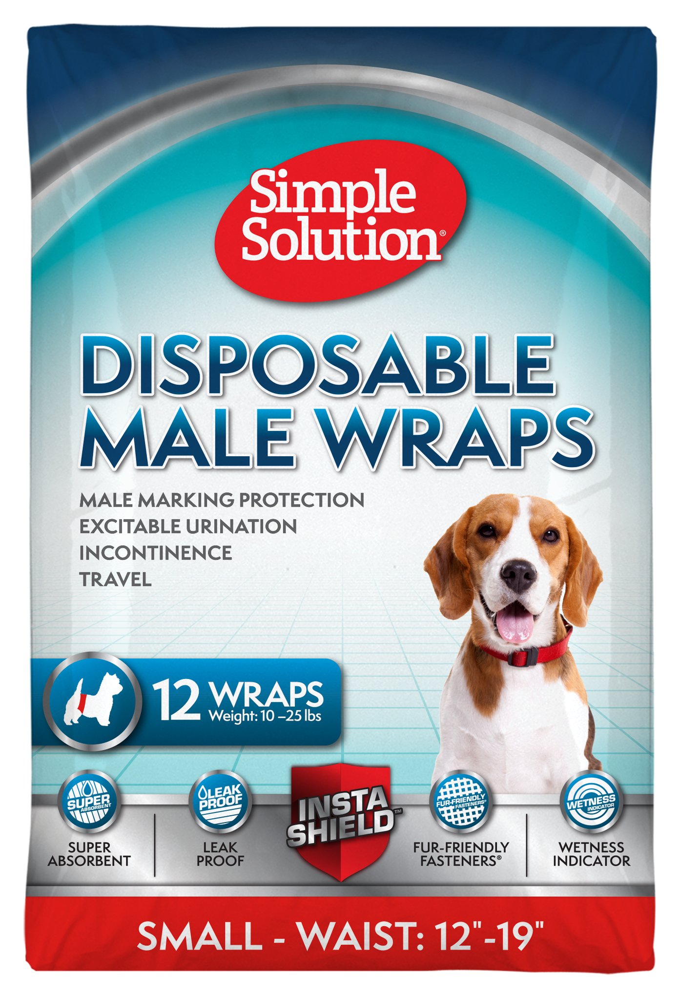 Simple Solution Pañales Desechables para Perros Machos, Pañales para Perros Machos con Ajuste Super Absorbente a Prueba de Fugas, Micción Excitable, Incontinencia o Marcado Masculino
