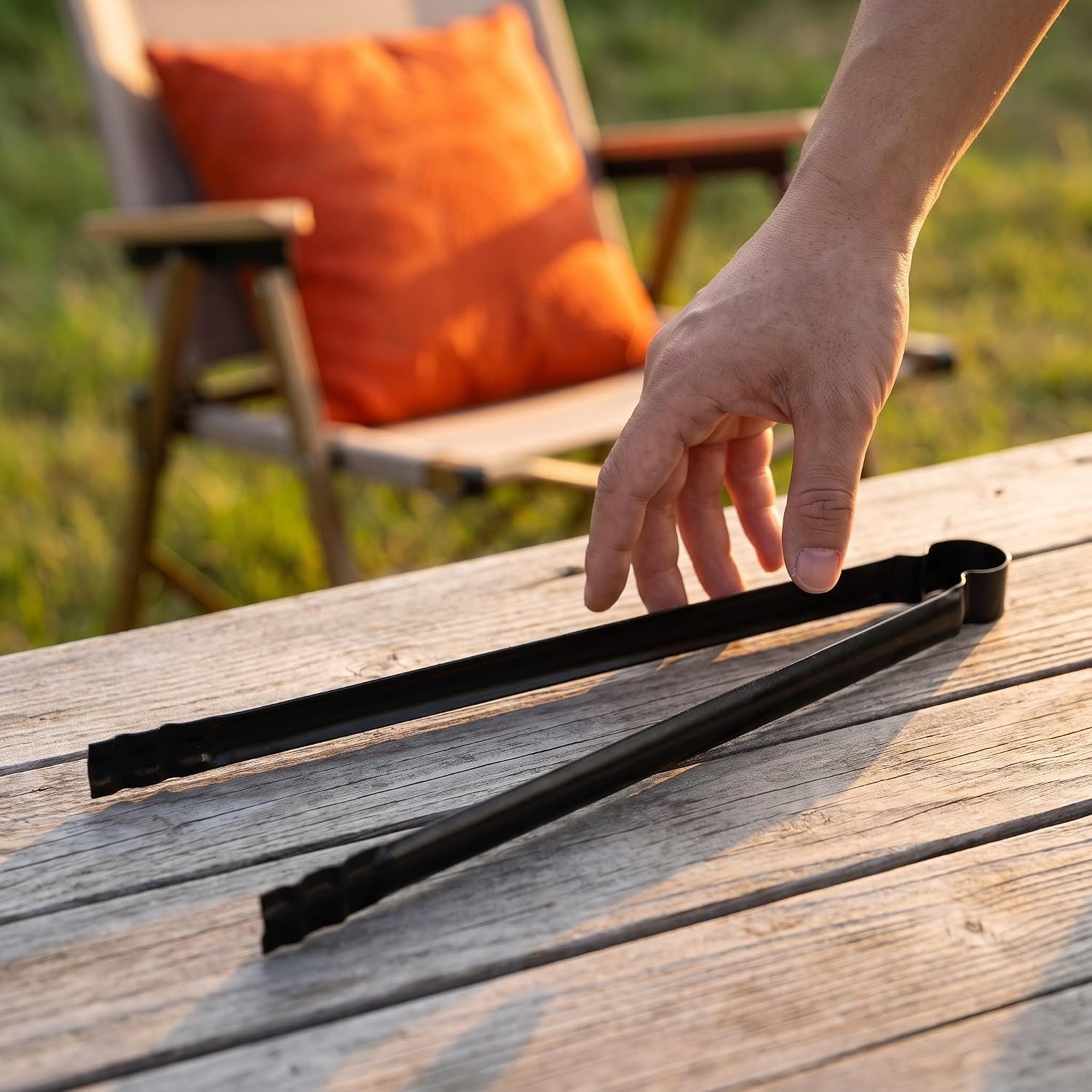 2pcs Charcoal Grabber Grill Tongs with Long Handle for Fireplace Use