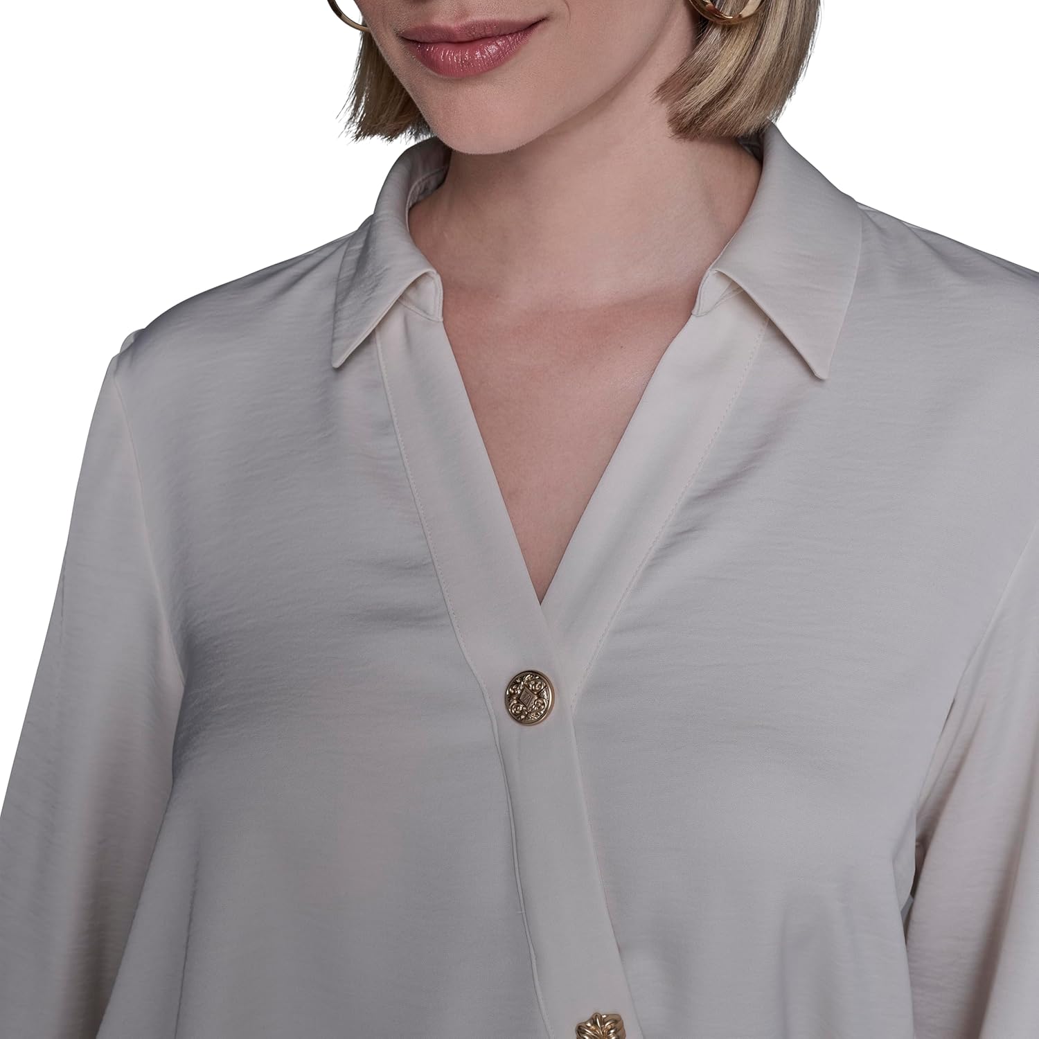 Karl Lagerfeld Womens Long Sleeve Classy Collared Essential Button Down - Image 5