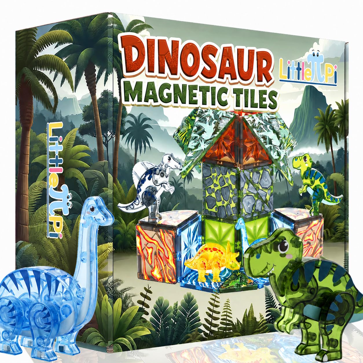 Little Pi Magnetic Tiles Dinosaur Set