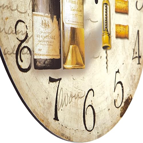 Miniatura 2 de Yosemite Home Decor Reloj de pared circular de madera, MDF marrón, cara de ilustración, texto negro, manecillas negras, 1.4 x 13.31 x 13.31 pulgadas