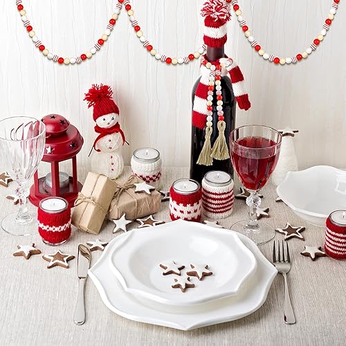 Miniatura 6 de 160 cuentas de madera de Navidad para manualidades, cuentas de madera natural de 0.630in, hechas a mano, espaciador pulido, cuentas bohemias