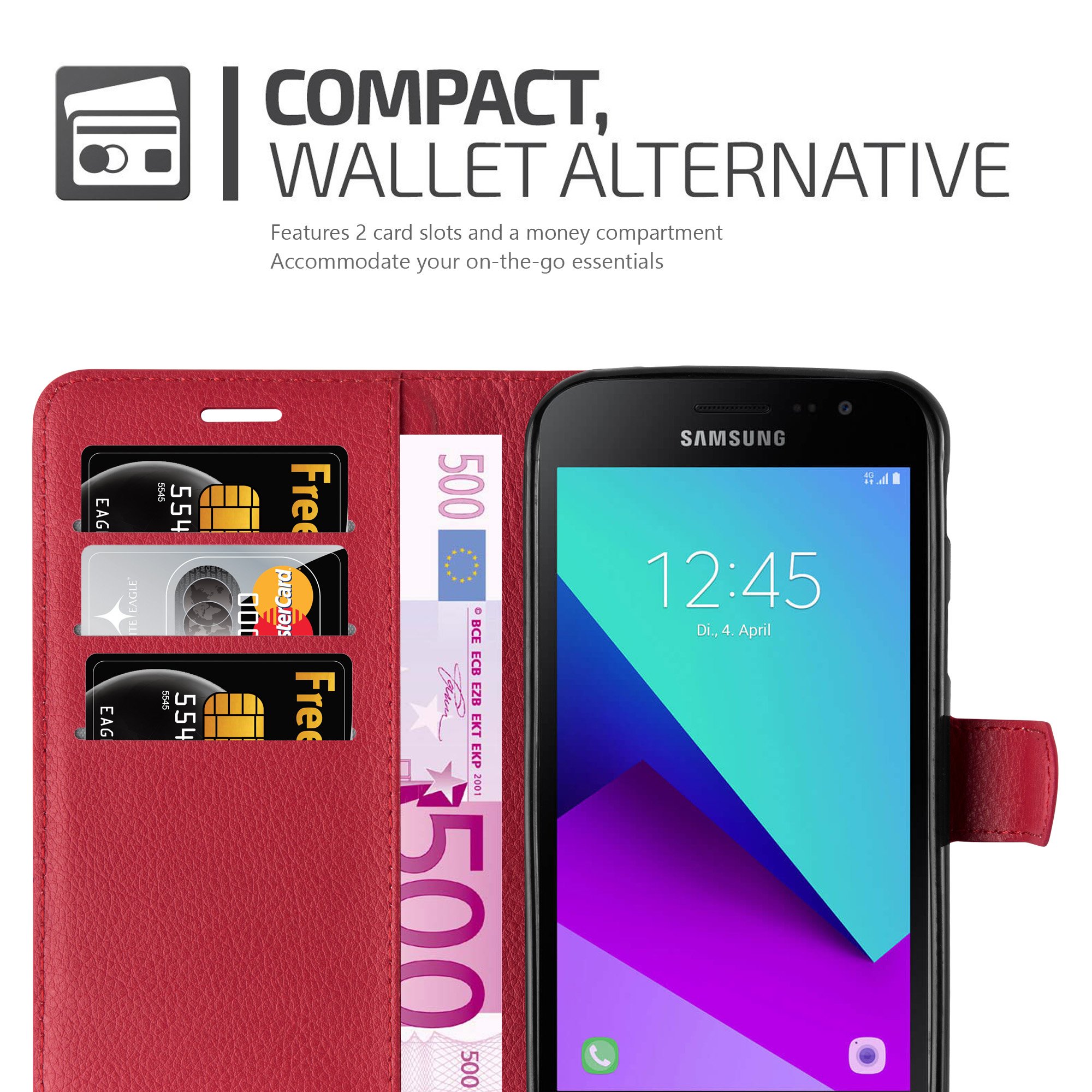 Cadorabo Custodia A Libro Per Galaxy Xcover 4S - Colore Rosso Carminio, Portafoglio Con Vani Carte, Chiusura Magnetica E Funzione Stand