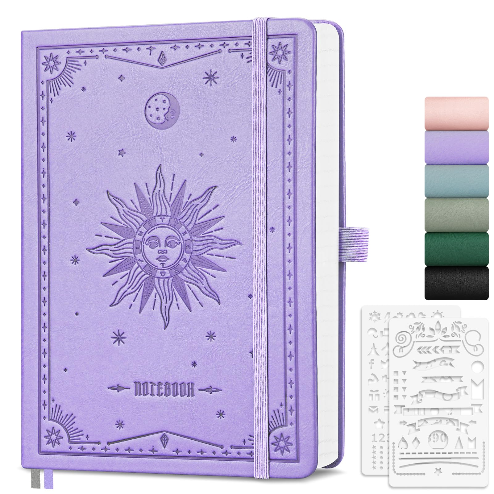 EMSHOI A5 Sketch Book Notebook, Blank Journal for Women and Men, 192 Pages,Thick Plain Notepad, Hardcover Leather Art Sketchbook for Drawing, Unlined, 14.5 x 21 cm - Light Purple
