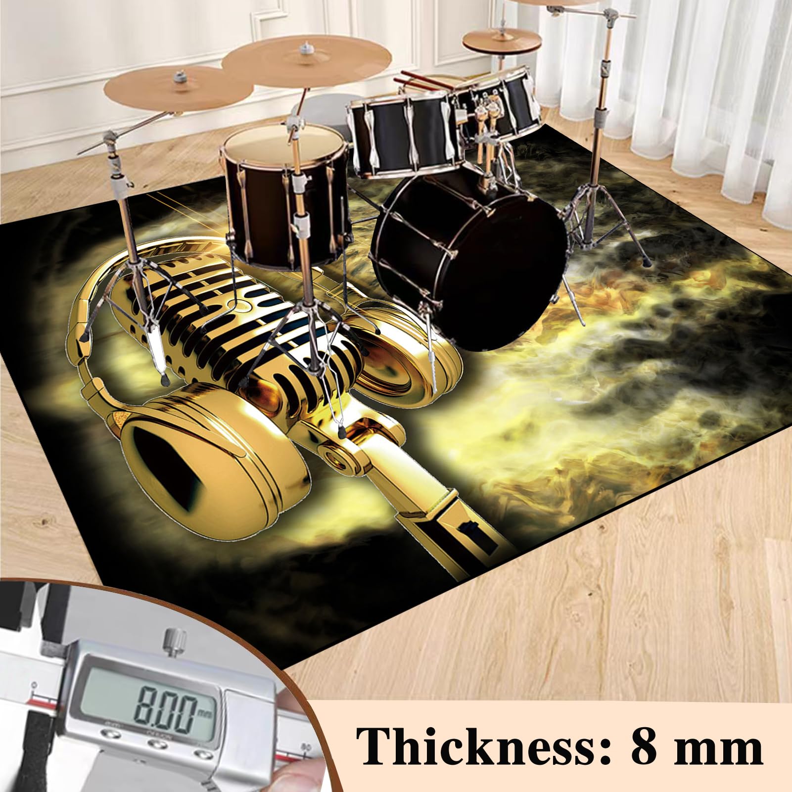 Izolacja akustyczna, dywan perkusyjny, profesjonalny prostokątny elektroniczny zestaw perkusyjny jazzowy, do bębna basowego, werbla, perkusji i innych instrumentów, dywan 180 x 140 cm