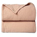 Lulu moon Muslin Quilt Blanket, Crib Blanket for Baby and Toddler,47x47 Inches(Pink)