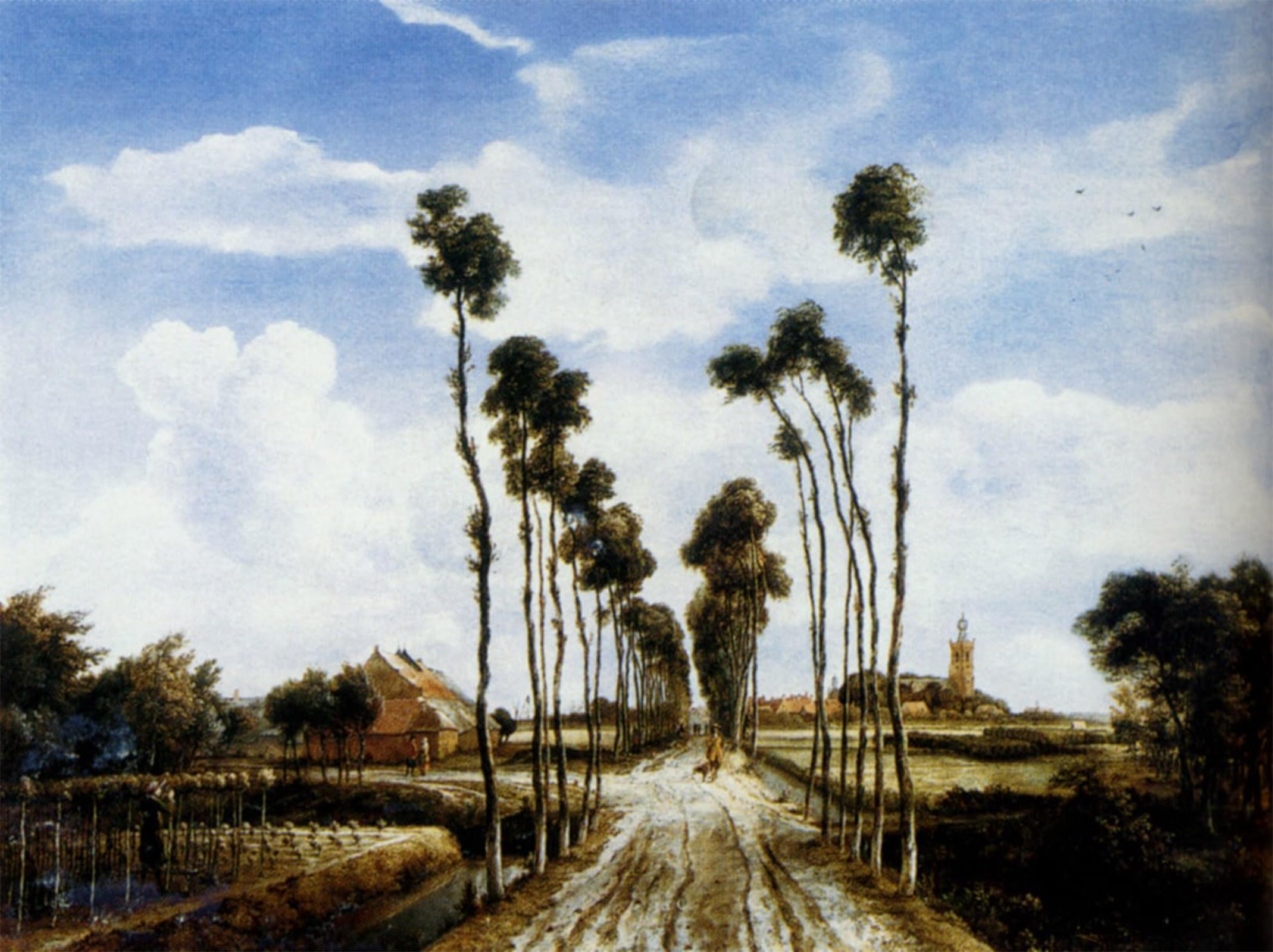 ARTXLXXBN Famous Painting Art Wall Decor Abstract Art Picture the Road to Middelharnis by Meindert Hobbema Animal Pictures for Home Decor 60x90cm