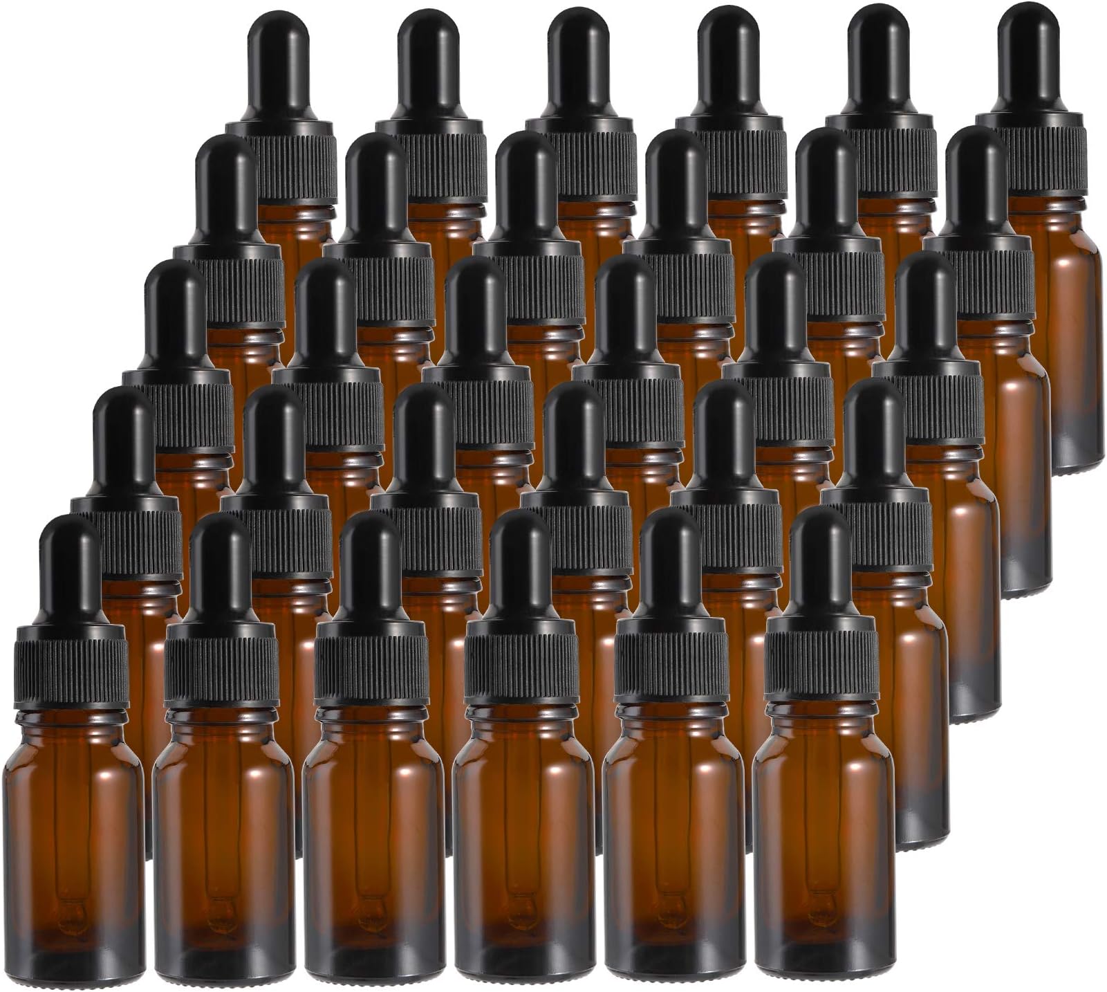 Kingrol 30 Pack 10ml Amber Glass Bottles with Eye Dropper, Glass Dropper Bottles for Essential Oils, Perfumes, Aromatherapy, Chemistry Lab Chemicals