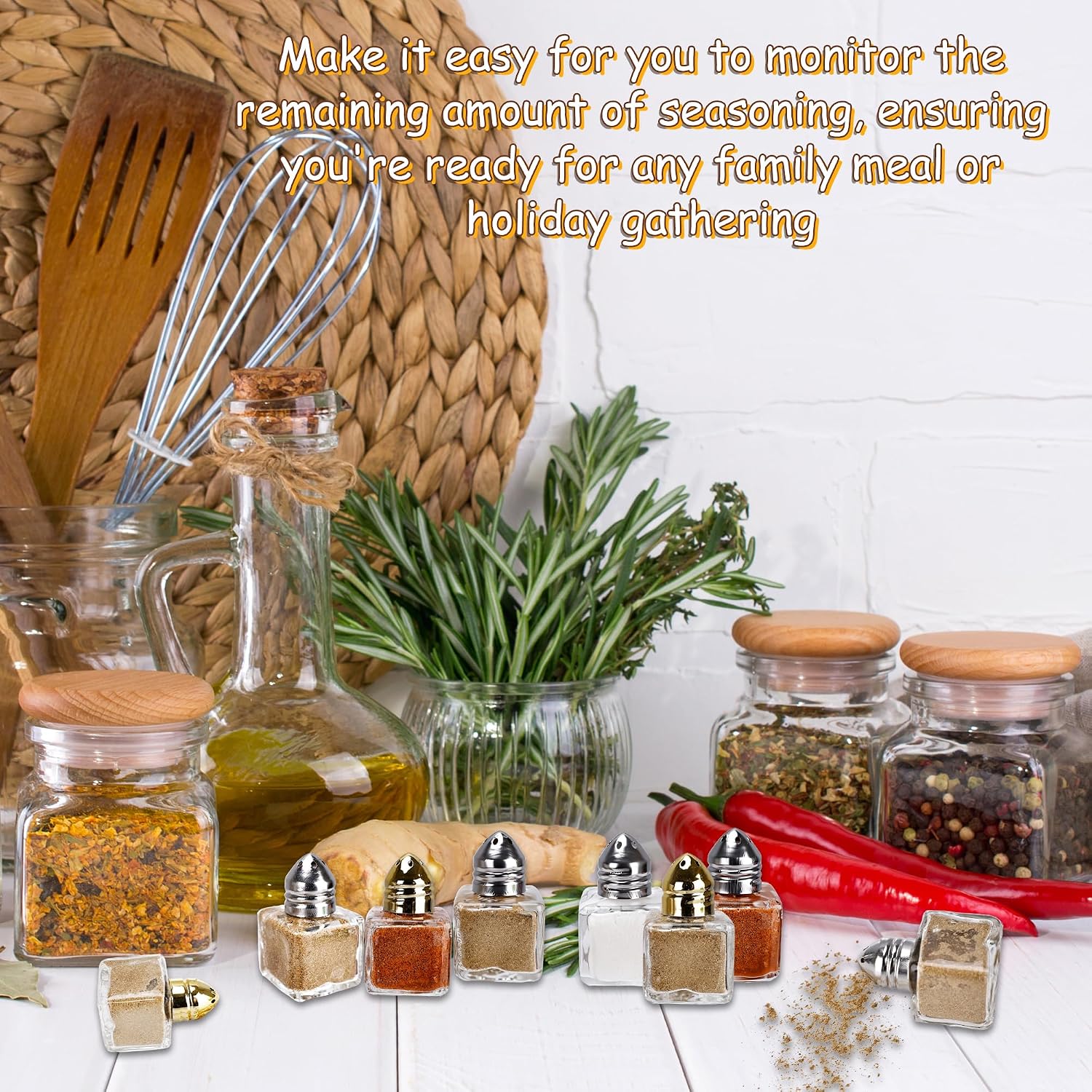 36 Pcs Mini Salt and Pepper Shakers 0.5 oz Glass Cube Clear Spice Shaker for Home Kitchen Restaurant Seasonings Party Wedding Table Decorations (Color Set 1)