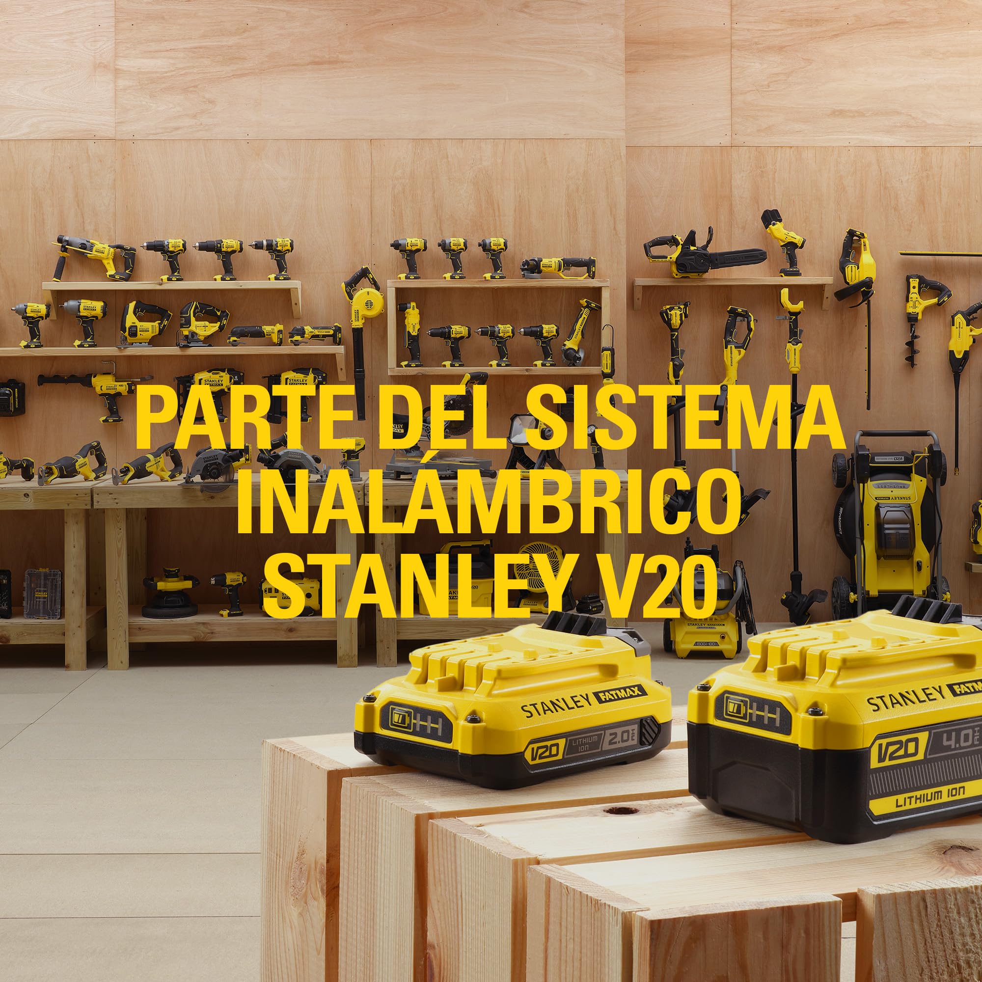 STANLEY V20 Taladro percutor sin escobillas de 2 velocidades, incluye batería de iones de litio de 2,0 Ah, cargador de 1,25 A y 100 accesorios con maletín ProStack, 18 V, SFMCD716D2A-QW