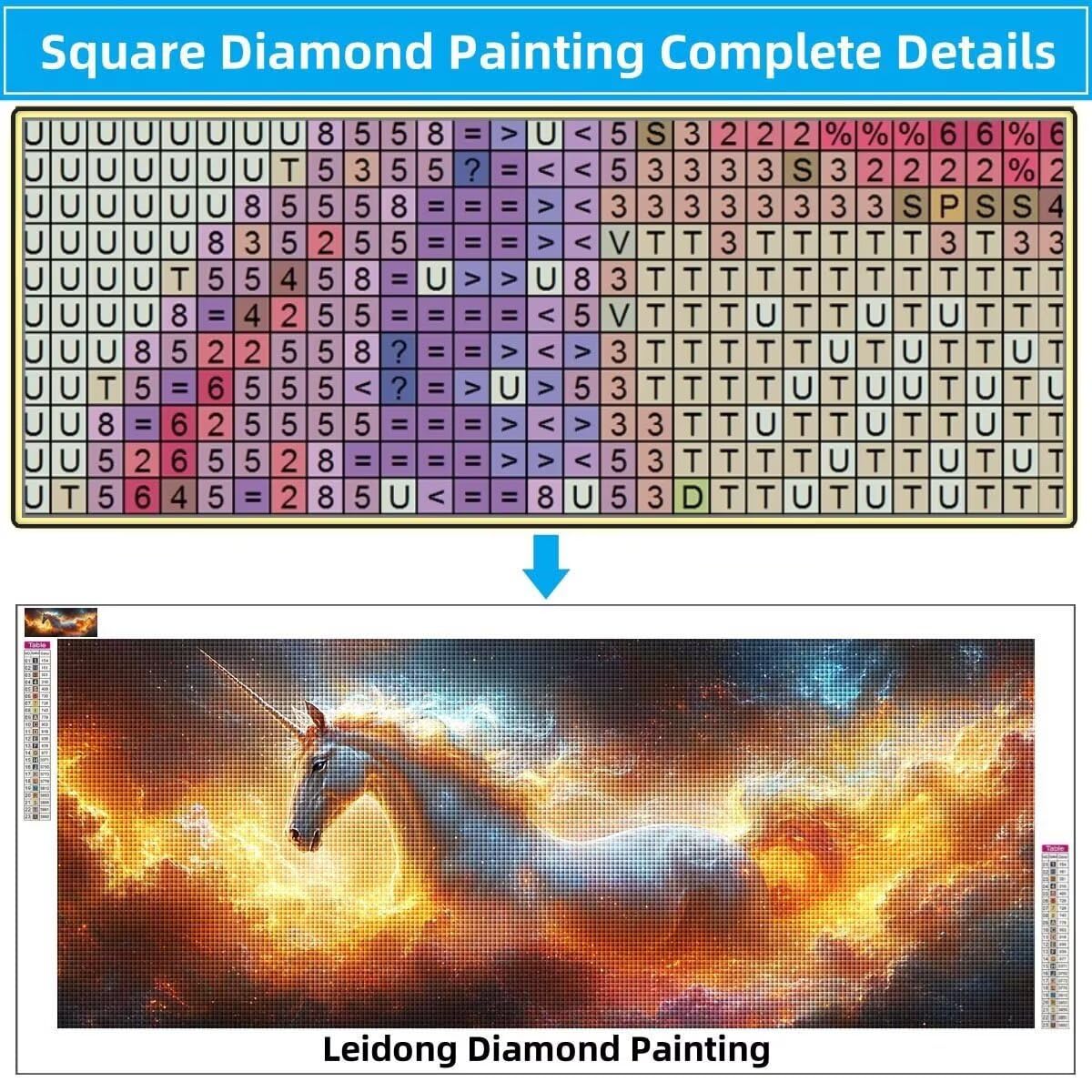 Malarstwo diamentowe 5D dla dzieci, małe, kolorowe chmury, jednorożec, obraz diamentowy 60 x 120 cm, tworzenie mozaiki według liczb, zestaw do malowania krzyżykowego, dla dorosłych, do dekoracji domu