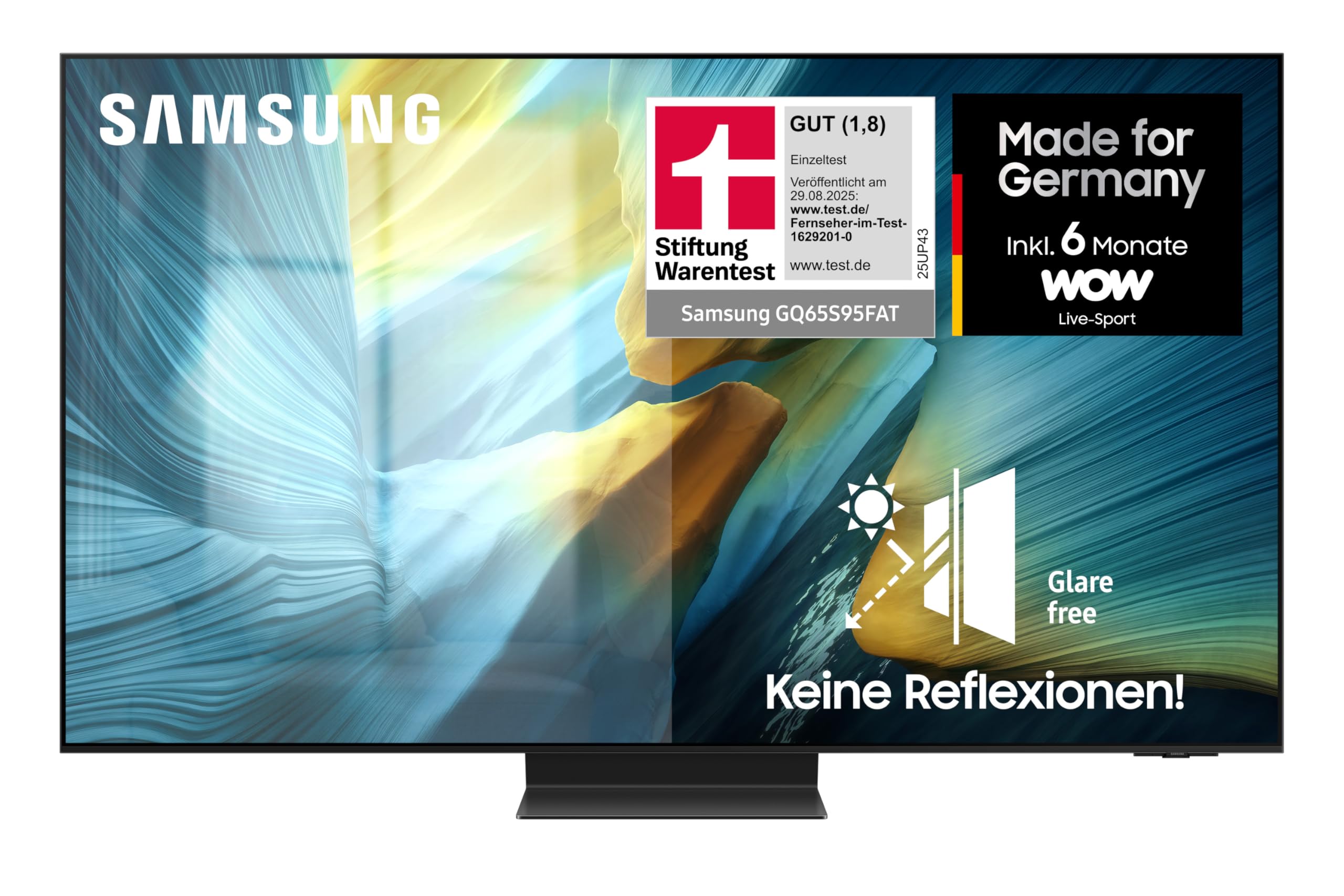 Samsung OLED S95F 65 Zoll (163 cm) 4K Fernseher, Antireflexion, NQ4 AI Gen3 Prozessor, OLED HDR Pro, Gaming Hub, Motion Xcelerator 165Hz, Upscaling, Dolby Atmos, Samsung Vision AI Smart TV, 2025