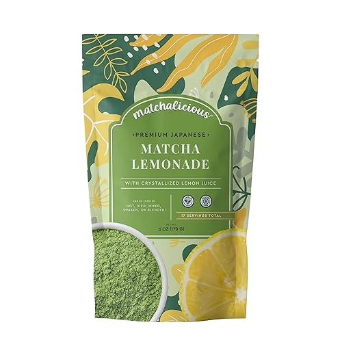Matchalicious Matcha Lemonade - Polvo de té verde japonés prémium y cristales de limón auténticos, solo tienes que añadir agua, se disuelve