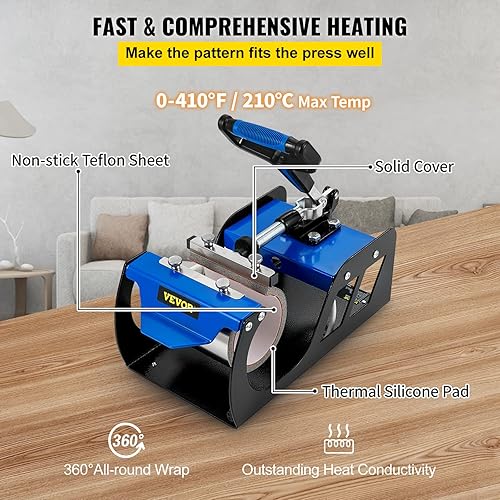 Miniatura 4 de VEVOR Accesorio de prensa de calor para tazas, 6 onzas, 11 onzas, 12 onzas, 17 onzas, cuatro elementos de transferencia de calefacción para prensa