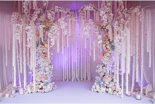 Wedding Floral Wall Backdrop White Curtain Rose Flowers Background for Photograp