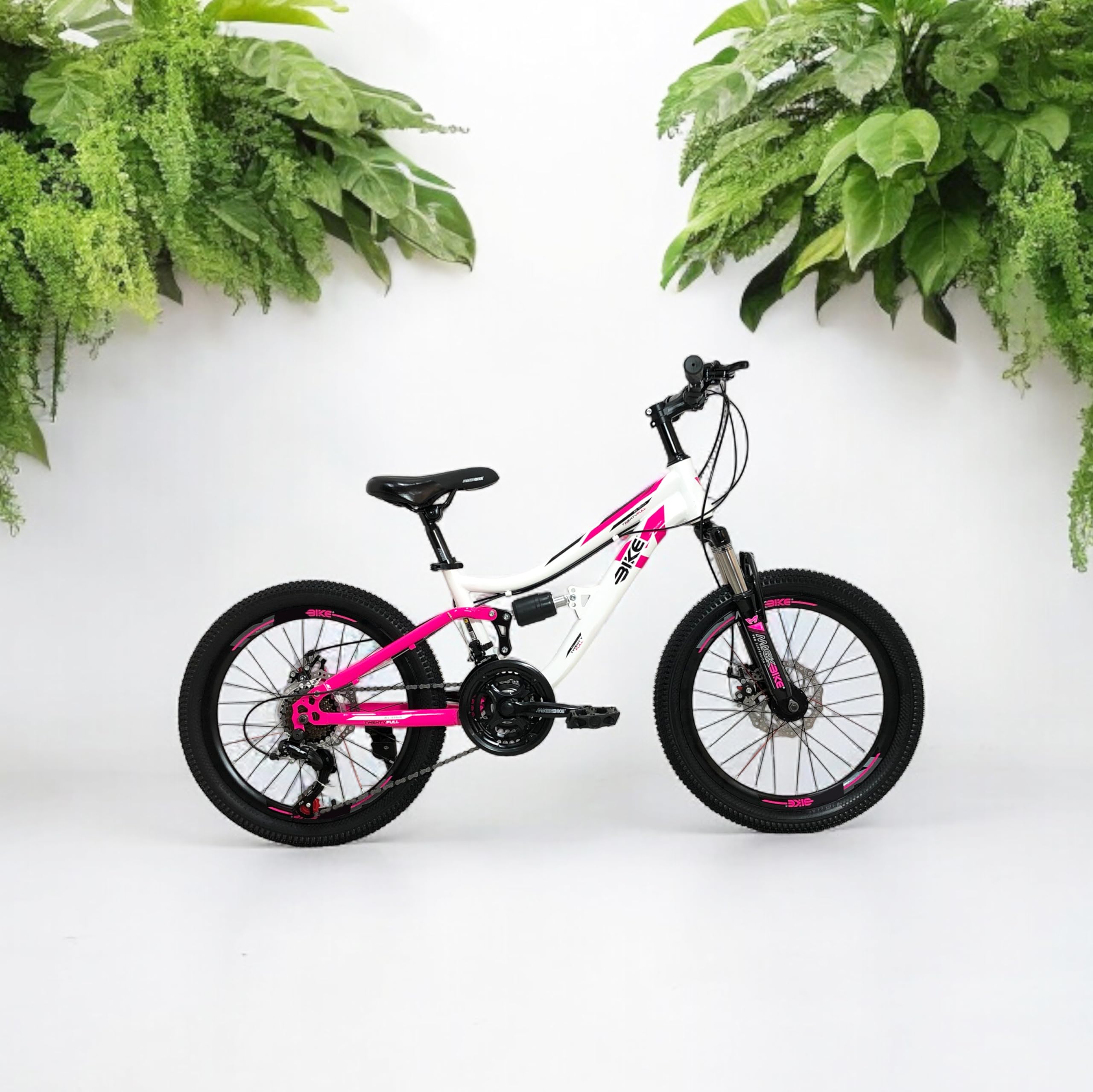 IBK Bicicletta Bici MTB 20'' Pollici Mountain Bike BIAMMORTIZZATA Ragazza Cambio 21 Velocità Freni a Disco