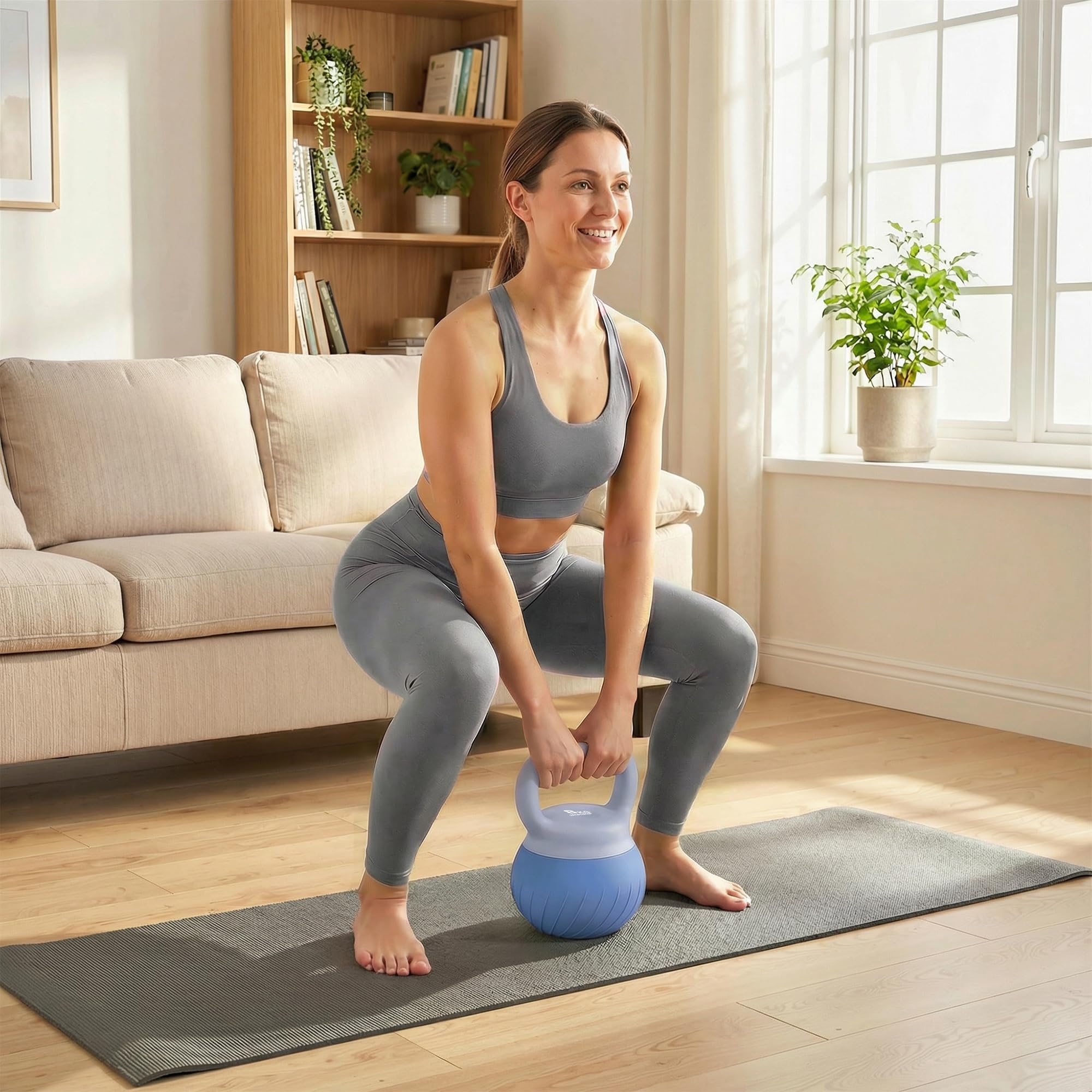 SPORTNOW Kettlebell 8 kg ergonomiczna antypoślizgowa rączka Niebieski | Hantel na siłownię, kulturystykę i trening