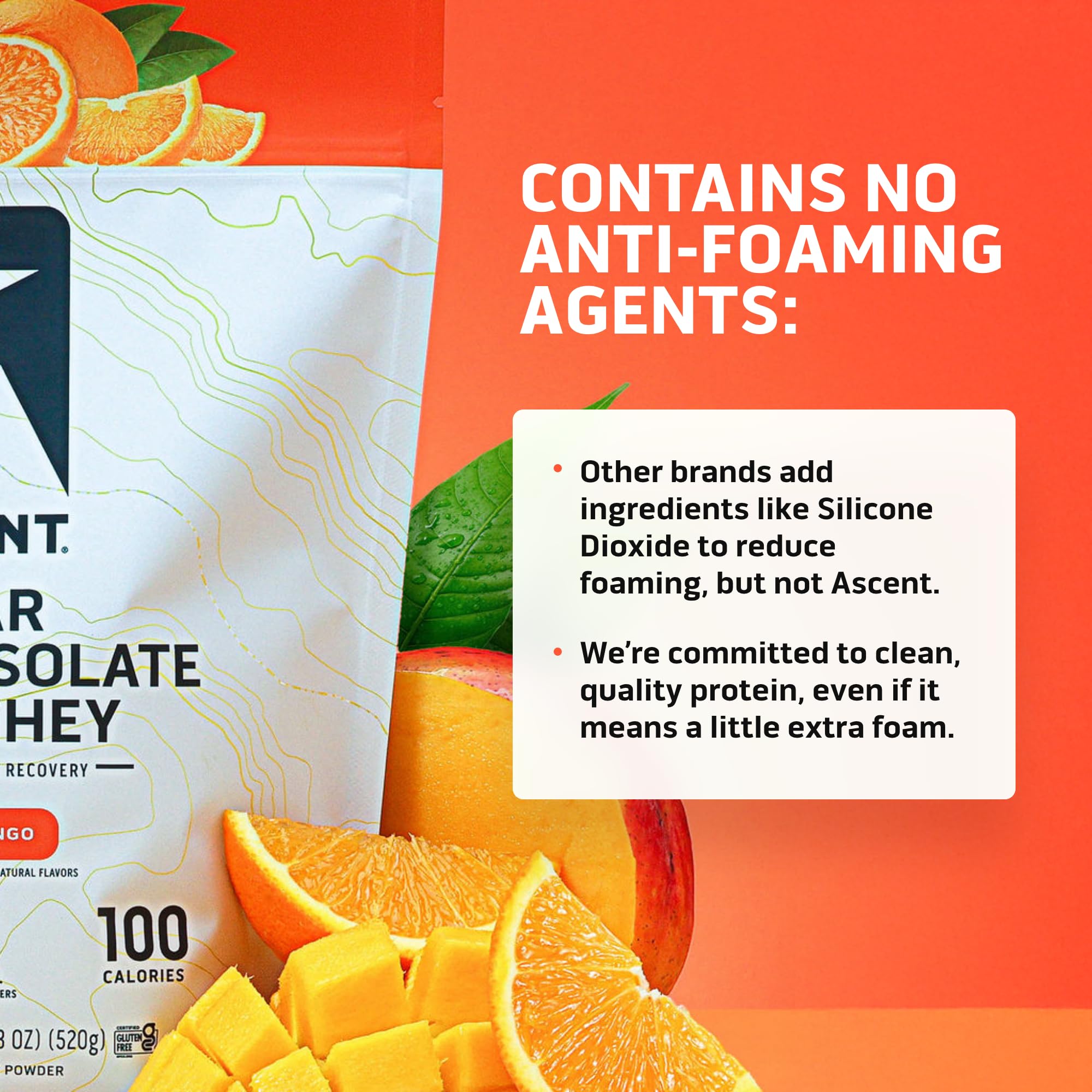 Ascent 100% Clear Whey Protein Powder - Post Workout, Zero Artificial Flavors & Sweeteners, Gluten Free, 5.5g BCAA, 2.1g Leucine, Essential Amino Acids, Orange Mango, 20 Servings — Amazon image 4