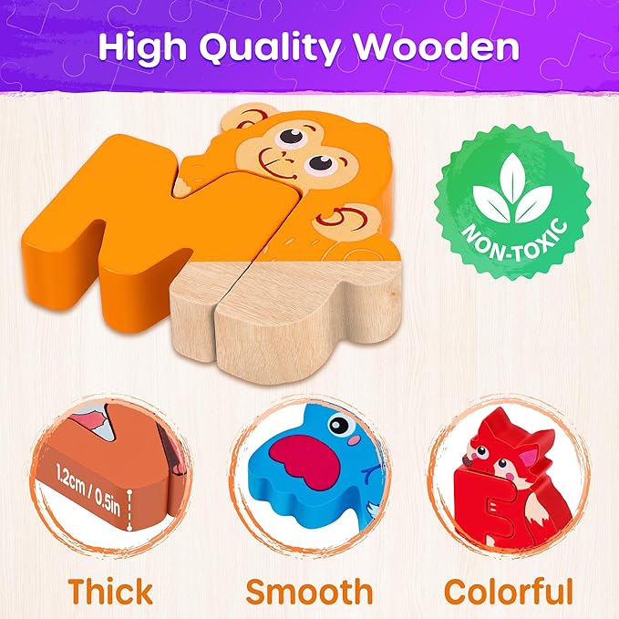 Rompecabezas Madera Abecedario Animales 3 Anos miniatura 6