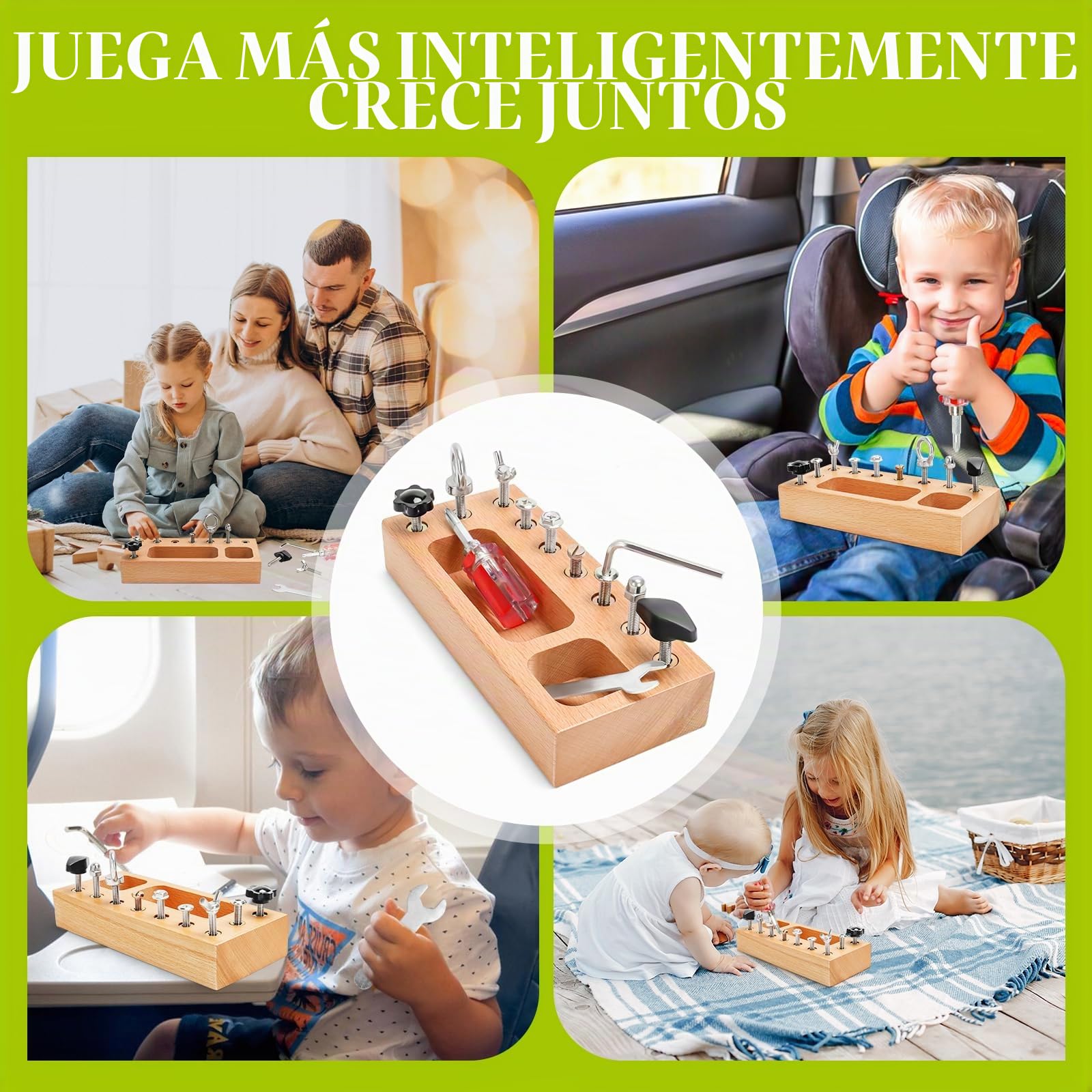 TenFans Montessori Juguetes para 1 2 3 4 años, Tablero de Destornilladores Montessori, Juguetes de Madera para niños, Juguetes de Habilidades motoras Finas, Juguetes sensoriales para niños pequeños.