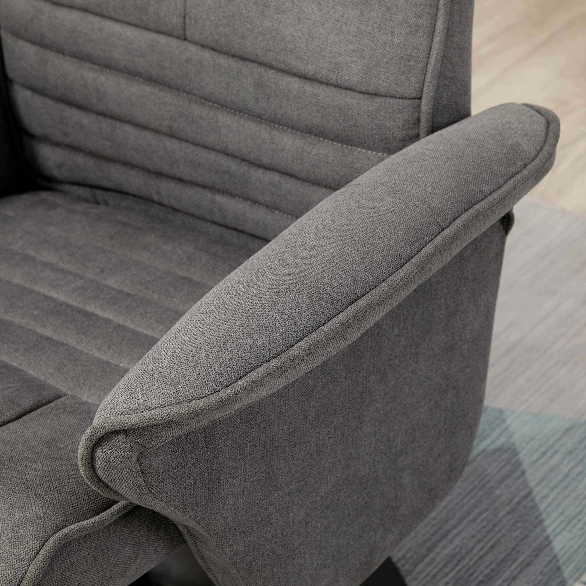 HOMCOM Relaxsessel mit Hocker, 360°drehbarer Fernsehsessel mit Liegefunktion Gepolstert TV Sessel mit Samtoptik für Wohnzimmer, Dunkelgrau