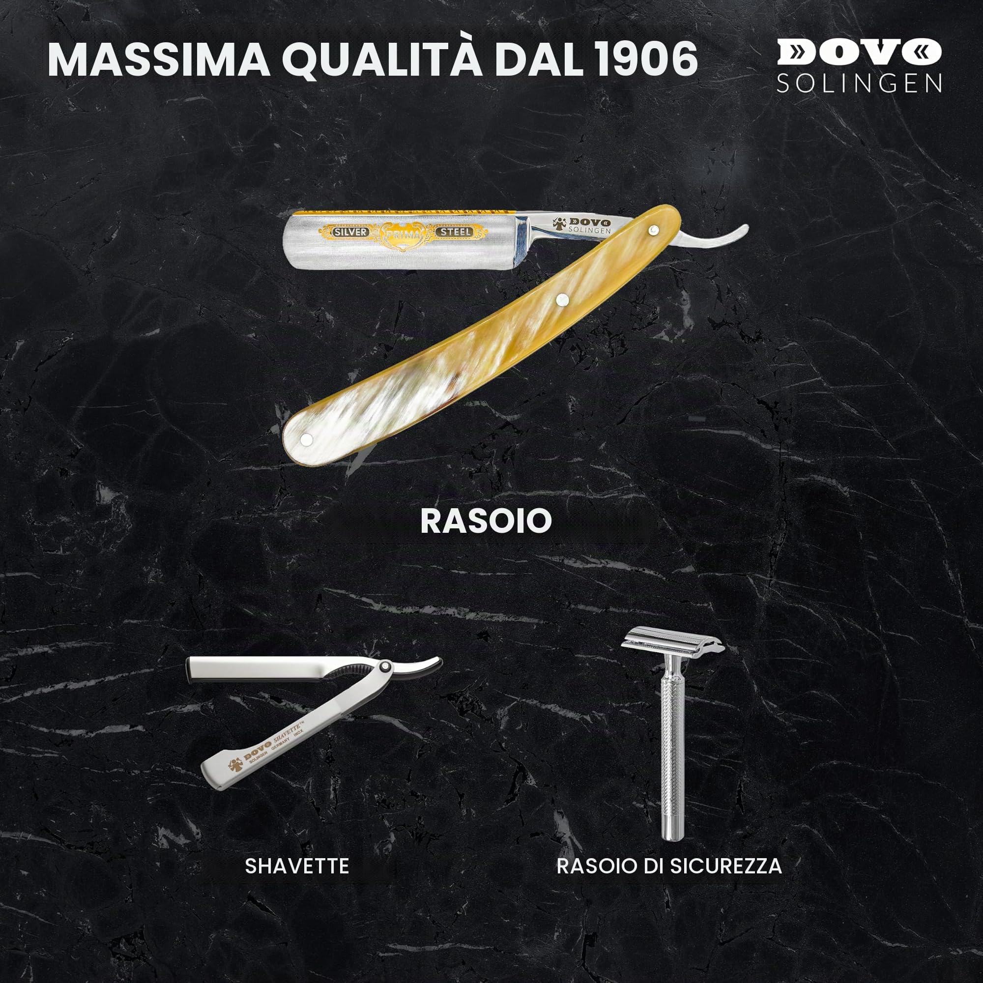 DOVO Rasoio a mano libera Solingen - Rasoio dritto in acciaio al carbonio - 5/8 di pollice - testa rotonda - molatura completa - DOVO Solingen rasoio barbiere