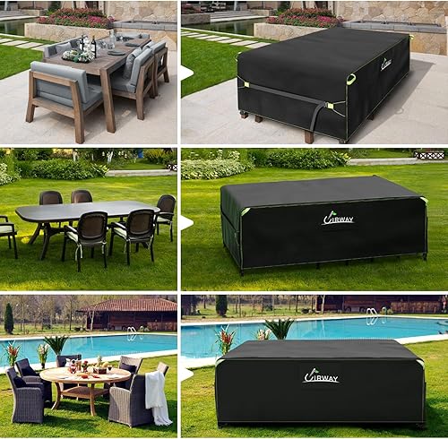 Miniatura 8 de UIRWAY Funda impermeable para muebles de patio, con ventilación de aire, 111 pulgadas de largo x 84 pulgadas de ancho x 28 pulgadas de alto,