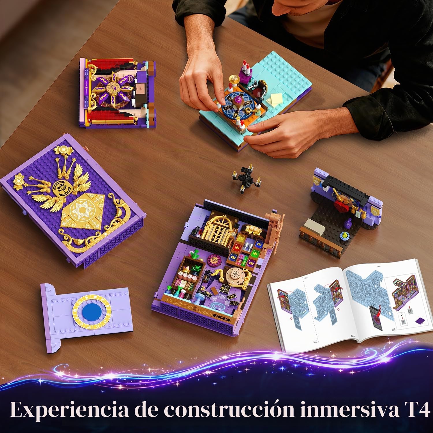 INSOON Oráculo místico libro Nook juguete de construcción con luz recargable, 1447 piezas DIY magia Booknook bloques de construcción como decoración del hogar, miniatura casa de libros, juego de