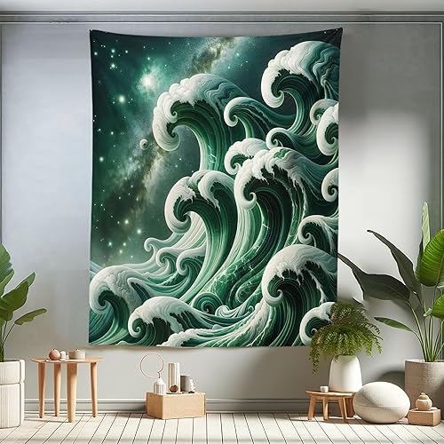 Miniatura 277 de Ambesonne Tapiz de naturaleza, silueta de oso salvaje en el bosque de la selva en la noche oscura, ilustración para colgar en la pared para Verde