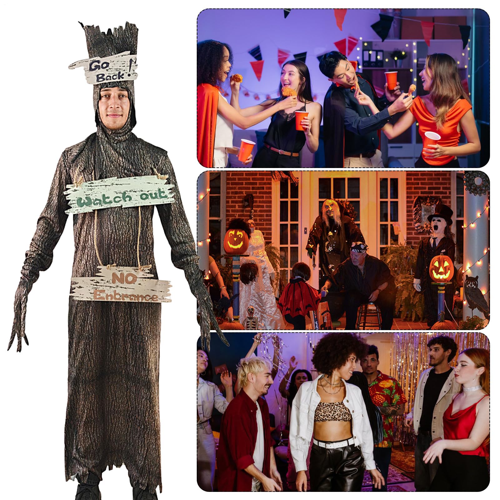 Straszne Kostiumy Przebranie Drzewa Nawiedzonego na Halloween | Straszny Makijaż Strój Rekwizyty na Maskaradę Dla Kobiet Dorosłych Mężczyzn Klub Scena Festiwal Impreza Dzieci