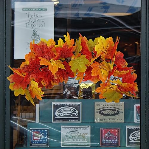 Miniatura 6 de belupai Guirnalda de decoración de otoño de 19.7 pulgadas, guirnalda de hojas de arce de Acción de Gracias, decoración de cosecha para puerta